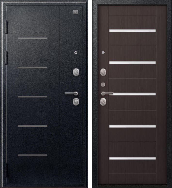 Дверь V-05 Черный муар - Темная лиственница DIS007345